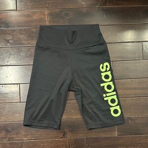 Adidas Kids Black Shorts with Neon Green Logo